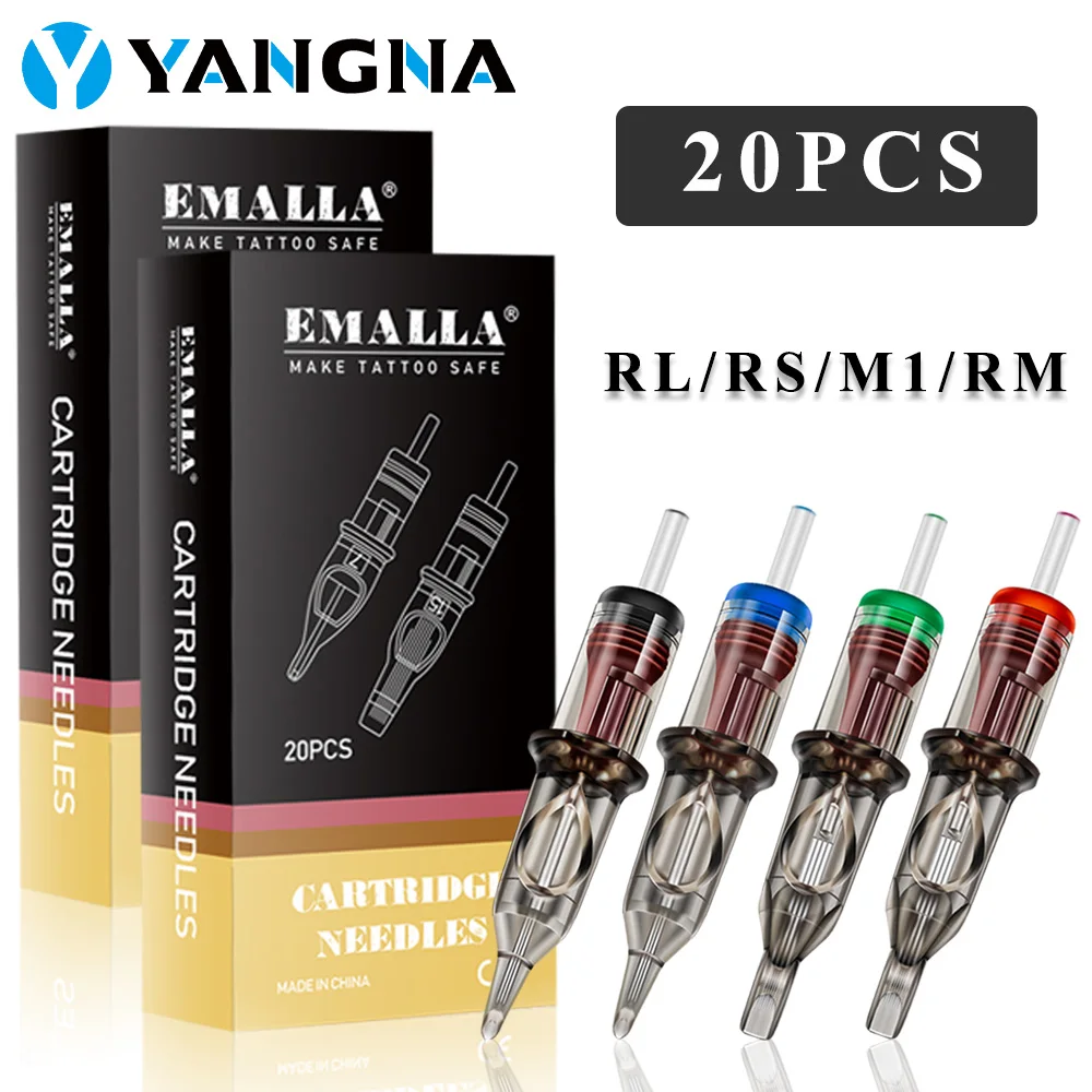 

EMALLA 20PCS Серые иглы для тату-картриджей RL RS M1 CM Одноразовые стерилизованные иглы для картриджей для тату-машины Поставка ручек