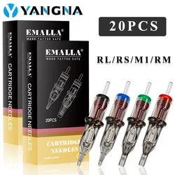 EMALLA 20PCS Gray Tattoo Cartridge Needles RL RS M1 CM Disposable Sterilized Cartridge Needles for Tattoo Machine Pen Supply