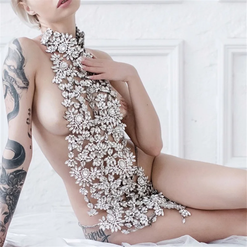 Sexy Body jewelry Chest Chain Bikini Three Point Thong Dress chain Body Chain crystal Bra Chain suit Beach Outfit портупея