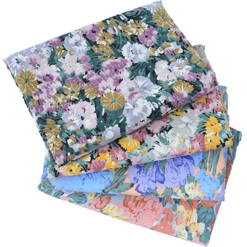 148x50cm 60s Summer Thin Transparent Soft Floral Cotton Poplin Fabric Making Dress Garment Material DIY Cloth