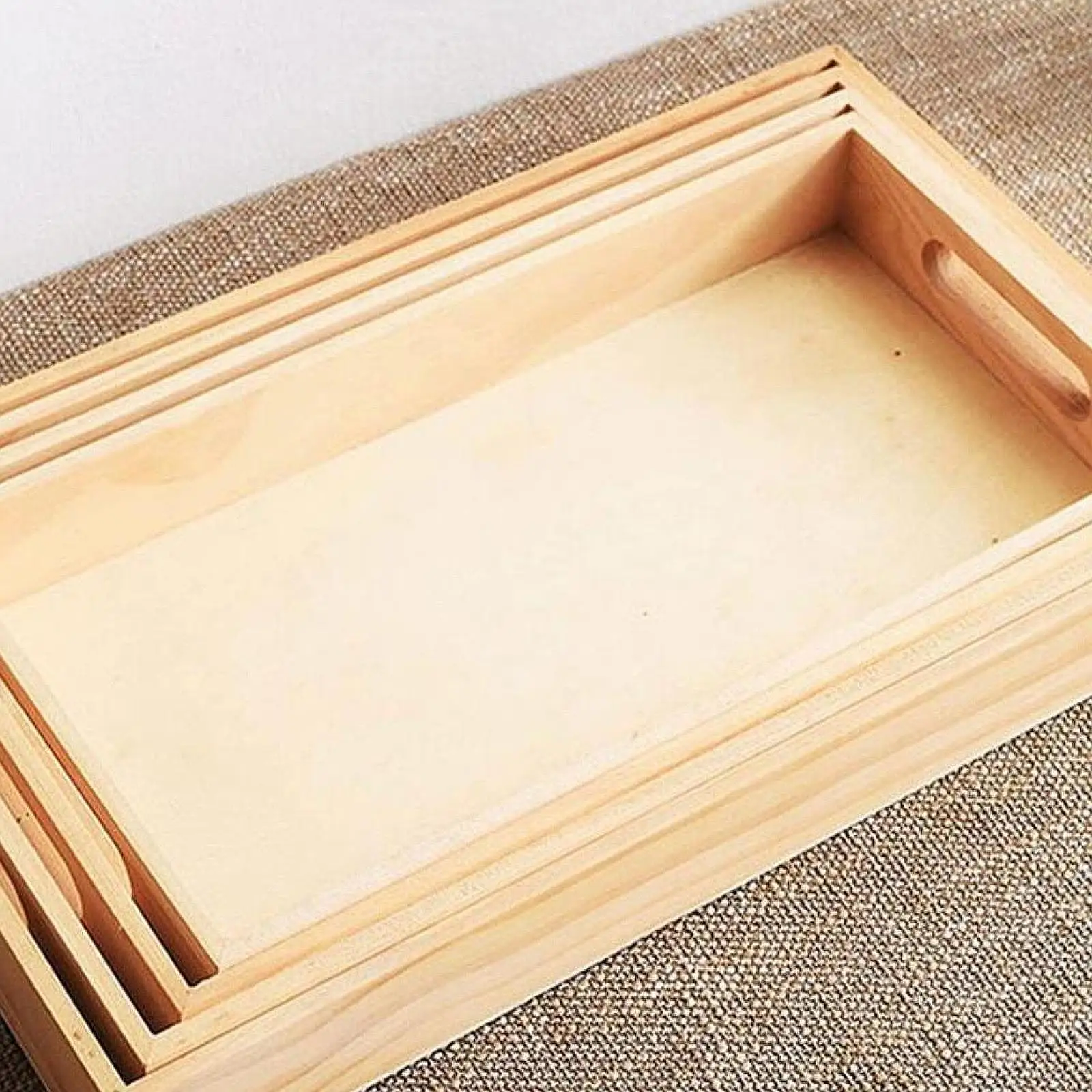 4 Pieces Montessori Wooden Tray Wooden Serving Trays Decorative Tray Teaching Aids Coffee Table Tray for Preschool Guest Room