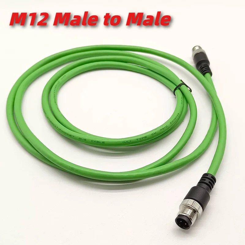 Industrial M12 to M12 Male to Male 4Pin D-type High Flexible Coding Communication Line Profinet Ethernet Wire 1/2/3/5/8/15M IP67