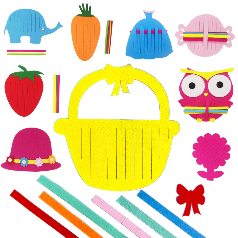 Juguetes tejidos hechos a mano para niños, Material de tejido no tejido, juego de arte para niños, dibujos animados, flores, frutas, peces, océano, Animal TMZ