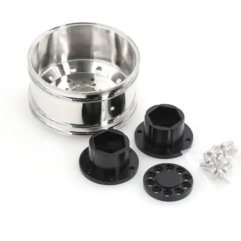 1/14 RC Rubber Tires High Grip Aluminum Alloy Wheels Rims Unpowered Hubs for Tamiya Truck Trailer,1/14 Scale Remote Control C