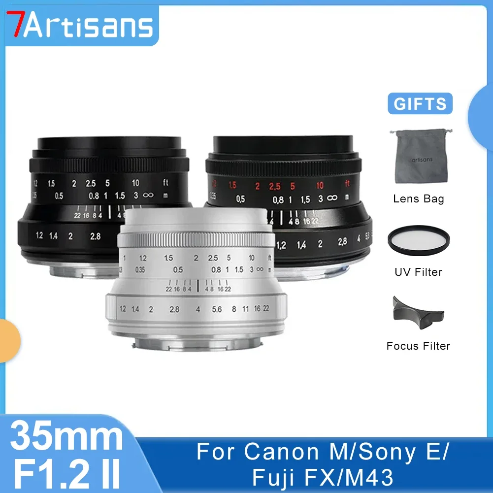 

7artisans 7artisans 35 мм F1.2 II объектив с большой диафрагмой для Fuji XF Canon EF-M Sony E Nikon Z M43 объектив для беззеркальной камеры