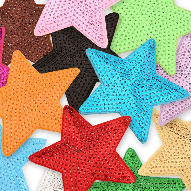 13 stücke Stern Eisen auf Patch für Kleidung Kinder viel niedlichen Glitzer Herz Aufkleber Pack Pailletten Stoff Sets nähen Jacke Mochila DIY groß – Detail 7