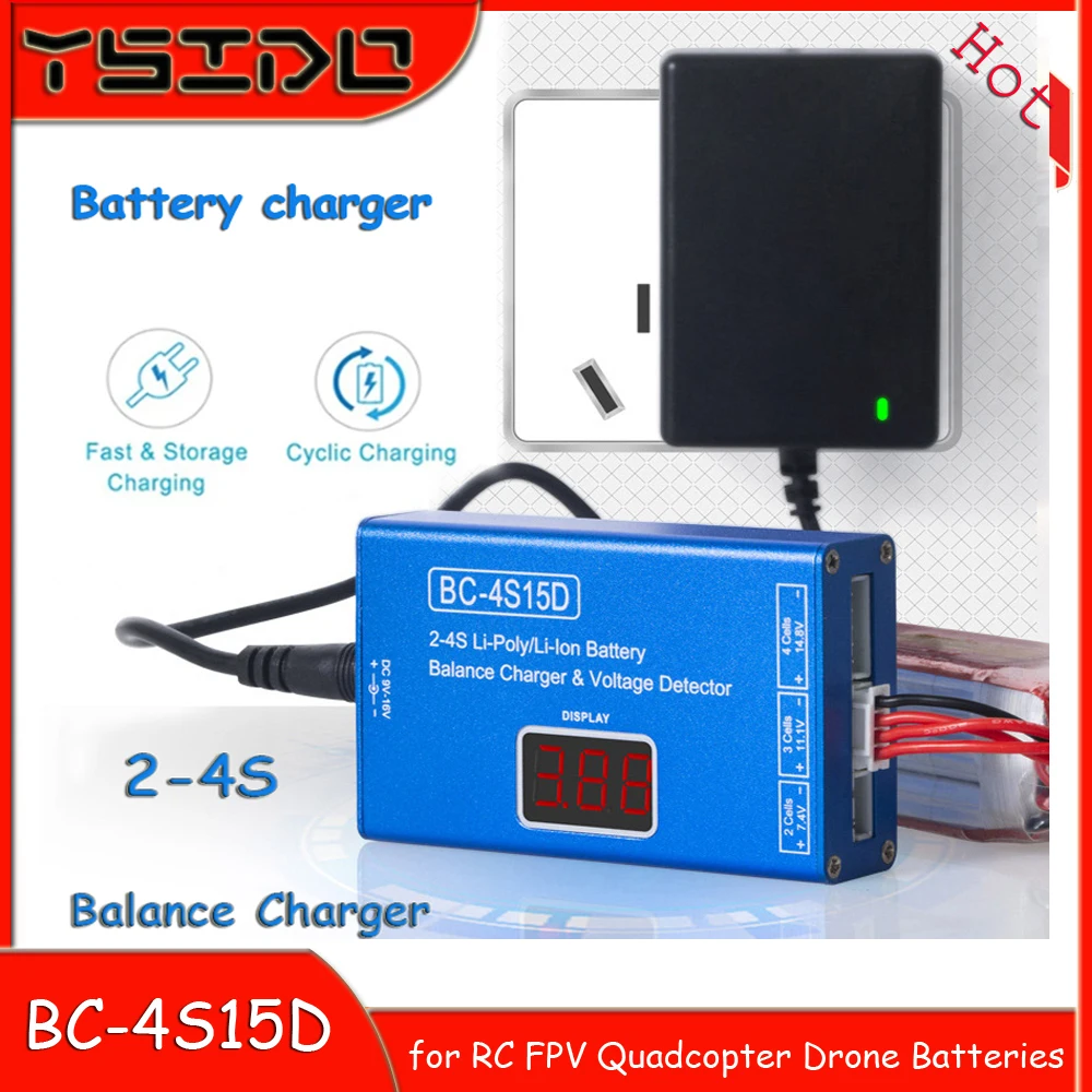 

BC-4S15D RC Battery Balance Charger Voltage Detector LCD Digital Display 1500mA Charger for 2-4S Battery RC FPV Quadcopter Drone