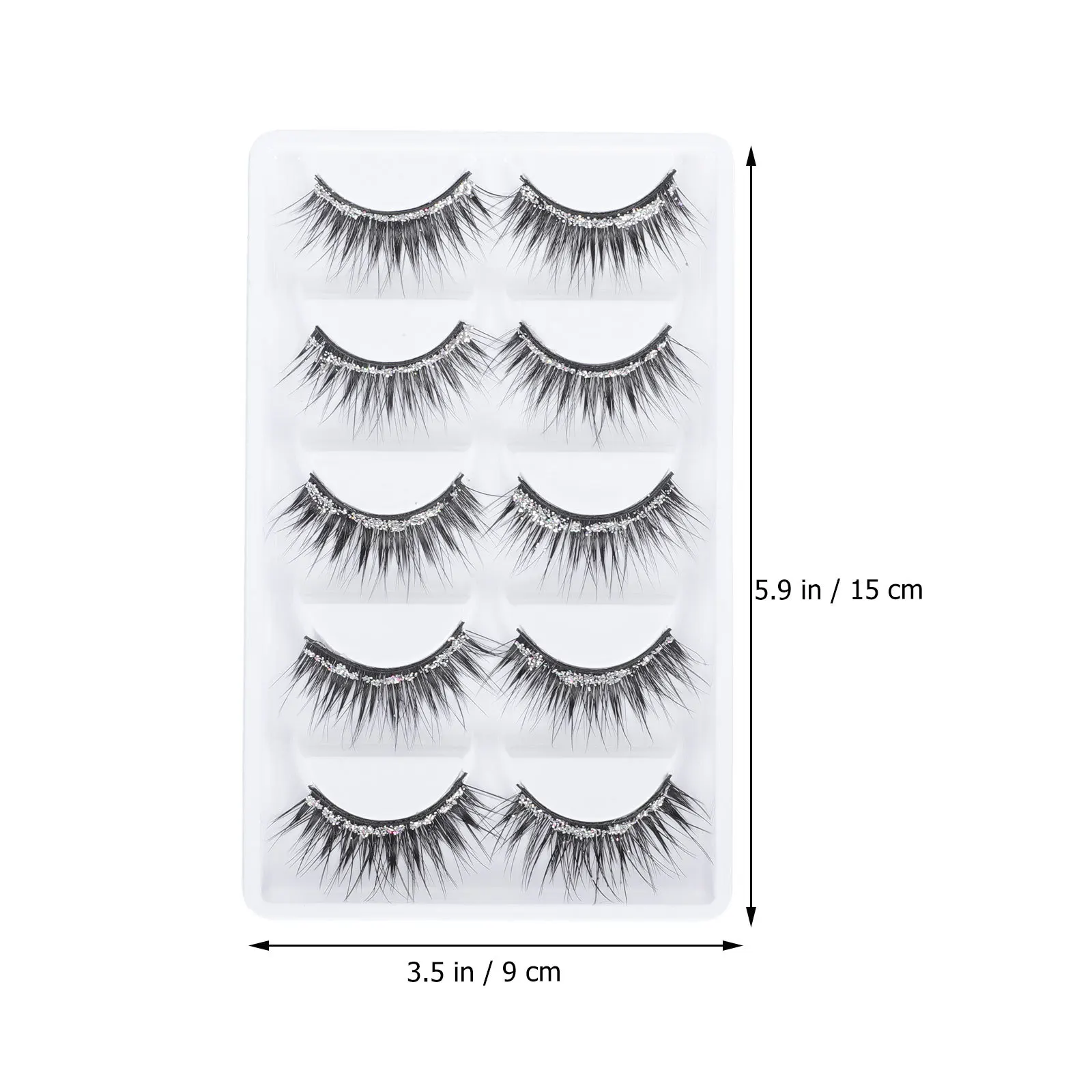 5 pares de cílios artificiais brilhantes macios e confortáveis cílios postiços design curvo realista durante todo o dia usar ferramenta de beleza dos olhos para chique