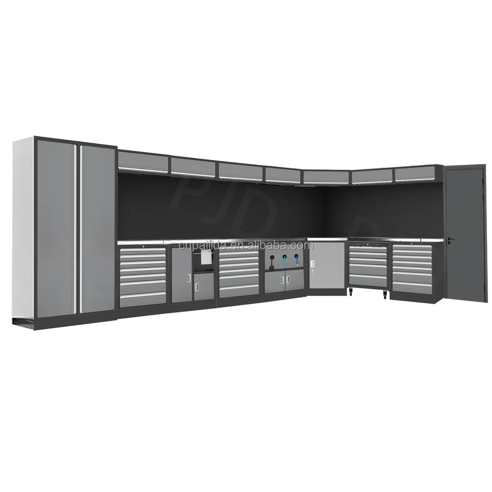 

Industrial Modular Steel Combination Cabinet Heavy Duty Workshop Tool Storage OEM Garage Workbench Custom Workshop Tool StorageA
