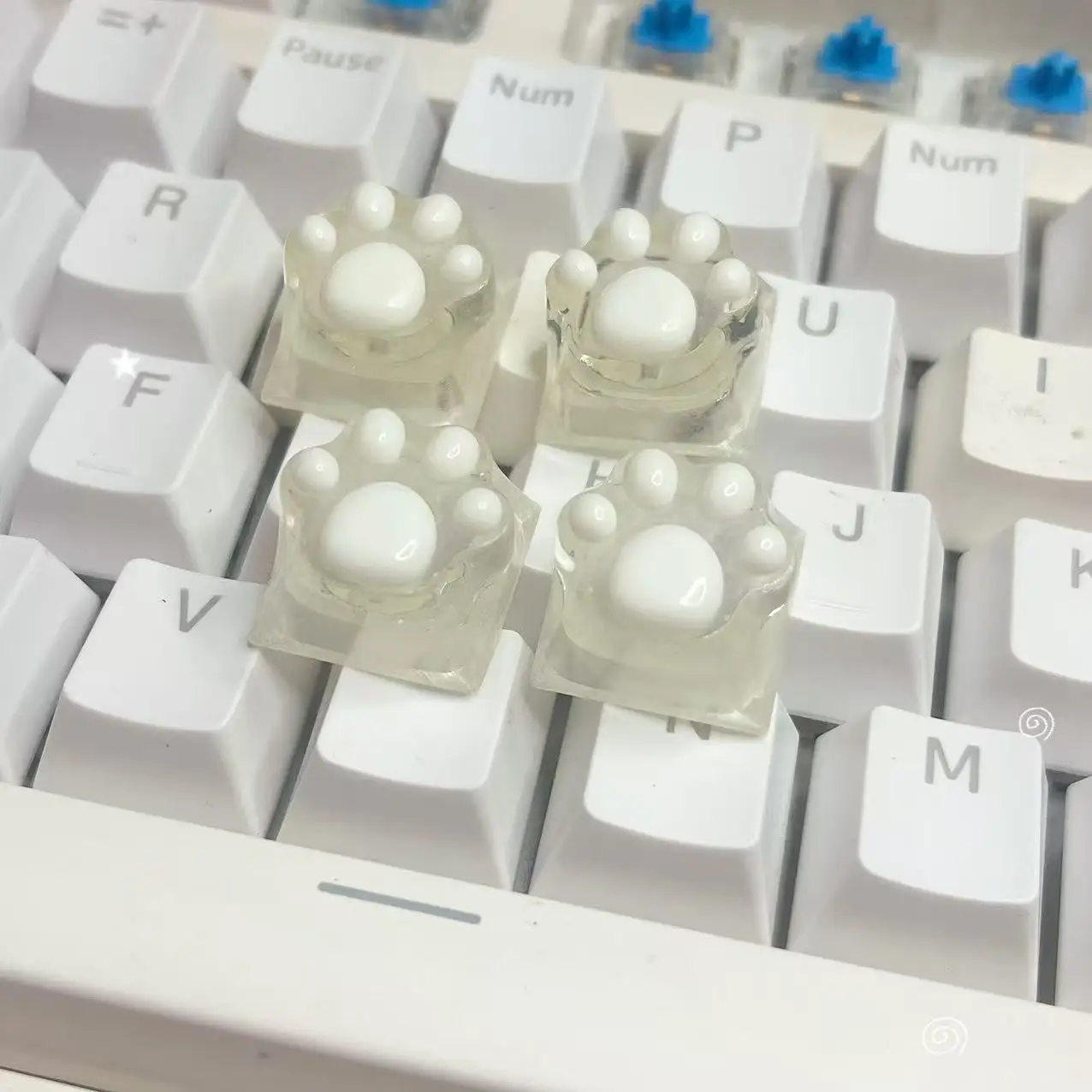 

DIY 4pcs White Translucent Cat Paw Cute Keycap for Cross Axis Mechanical Keyboard Pink Custom ESC WASD Cap Key Cap Game