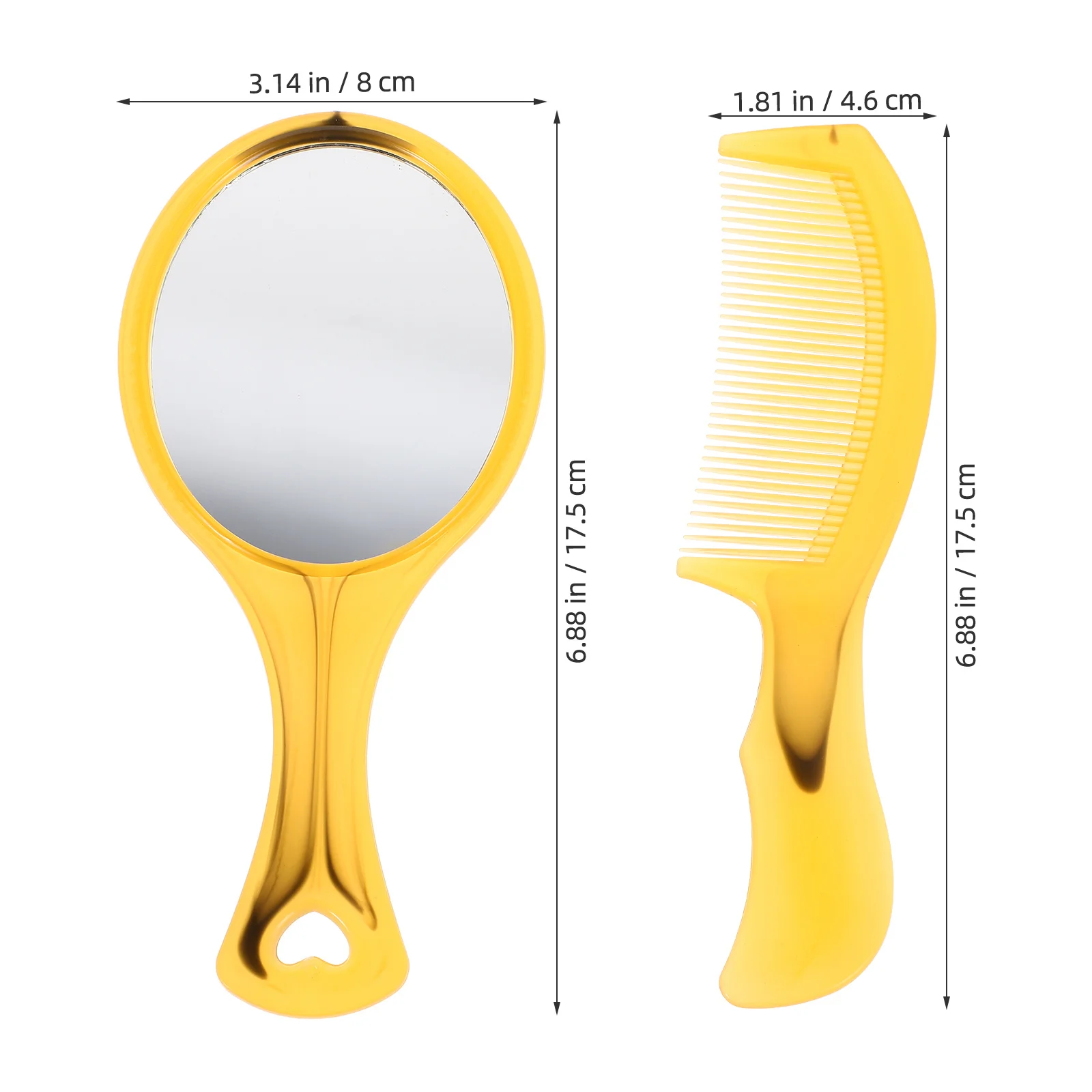 2Pcs Compact Handheld Mirror with Handle and Durable Comb Set for Quick Touch Ups Lightweight and Stylish Ideal for on The Go