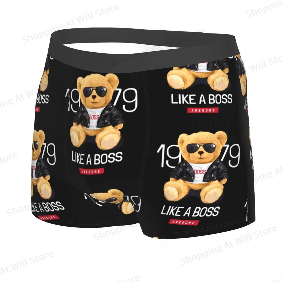 Wearing Sunglasses Teddy Bear Men Boxer Briefs Highly Breathable Underwear Top Quality Print Shorts Gift Idea