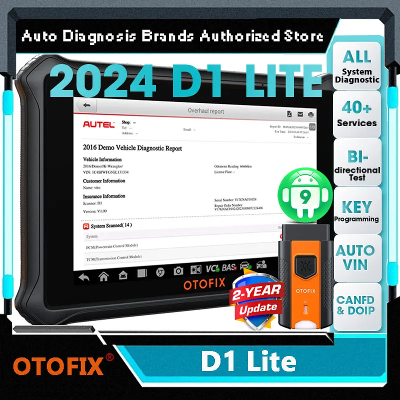 OTOFIX D1 Lite OBD2 Scanner Car Diagnostic Tool Code Reader Bluetooth Wireless Bi-Directional Control Automotive Scan Tool