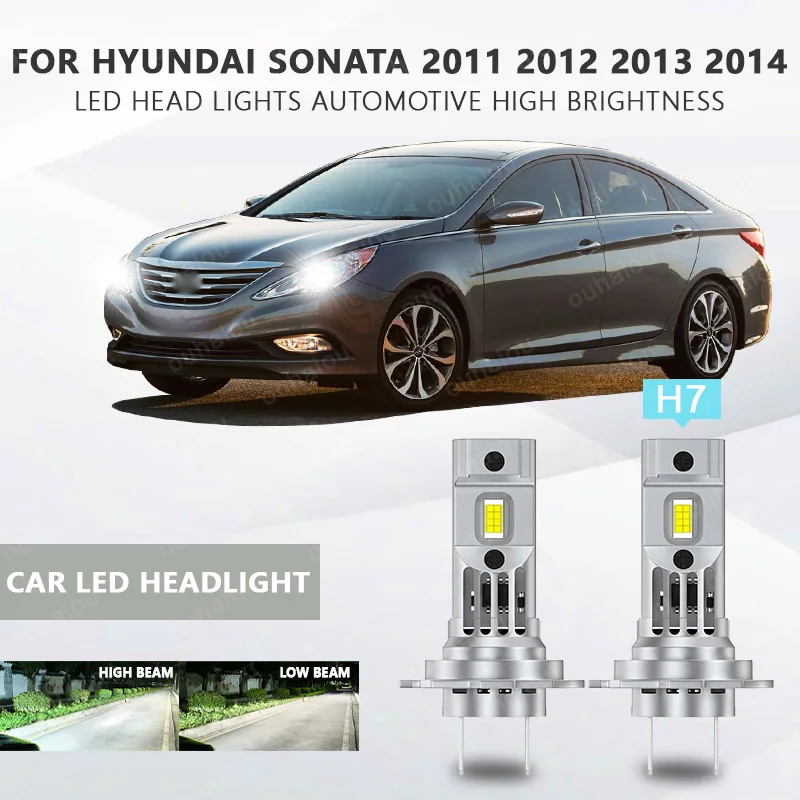

For Hyundai Sonata 2011 2012 2013 2014 High Low Beam 2pcs Led Bulb H7 Headlight Bulb 60W 6000K Plug and Play 12V H7 ﻿