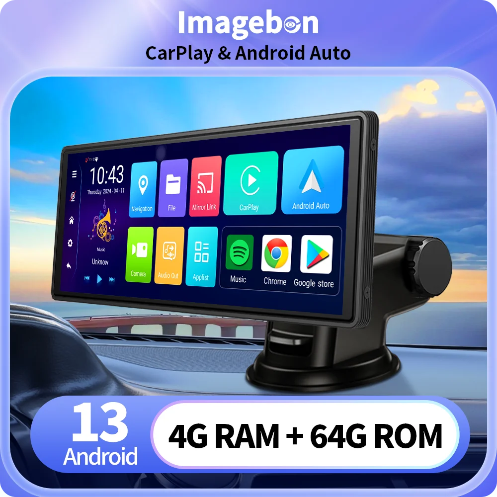 Imagebon 8 Core Android 13 E64 Car DVR Wireless CarPlay Android Auto Dash Cam AUX Bluetooth FM GPS Navigation Video Recorder