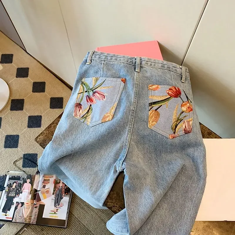 Lichtgekleurde Jeans Met Rechte Pijpen Voor Dames Nieuwe Niche Koreaanse Versie Veelzijdige Loszittende Wijde Pijpen