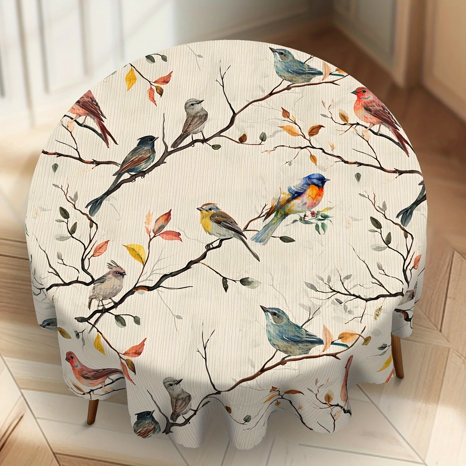 1 piece of floral tablecloth, rectangular tablecloth, bird-pattern tablecloth, circular tablecloth, spring-themed tablecloth
