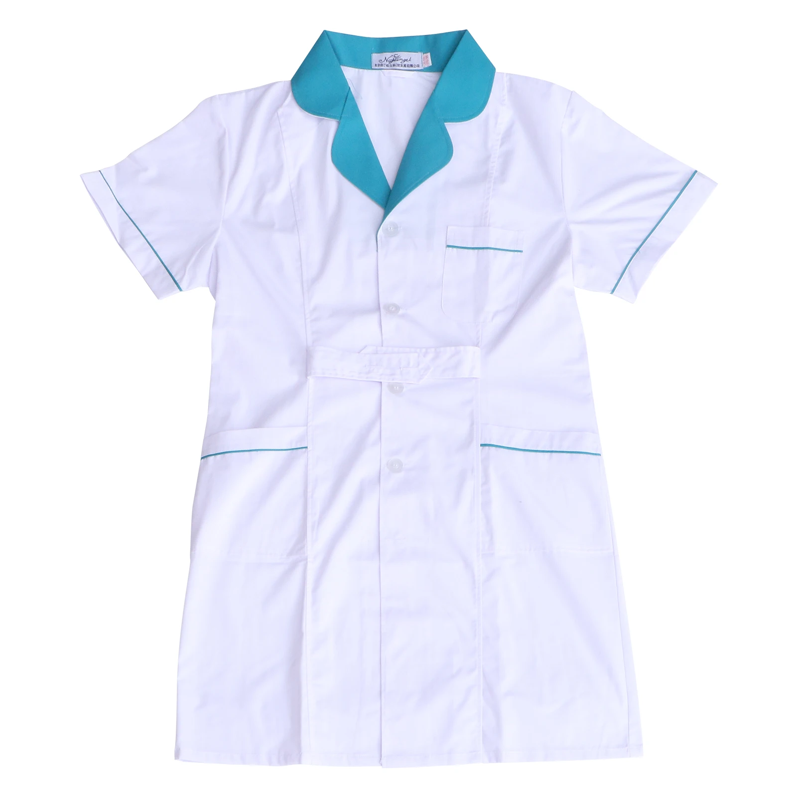 

Short Sleeve White Coat Nurse Uniform Hospital Lightweight Comfortable Isolation Gown Lab Salon Professional Design