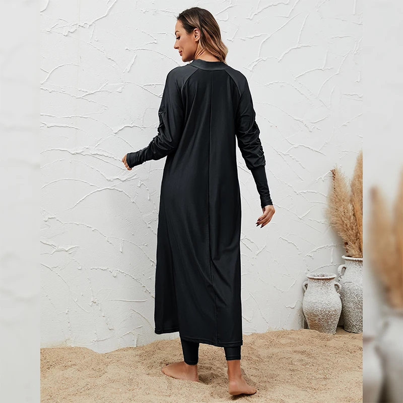 Sommer Modest Frauen Bademode 3 stücke Set Islamische Kleidung Hijab Lange Badeanzug Burkini Muslimischen Badeanzug Bademode Schwimmen Kostüme