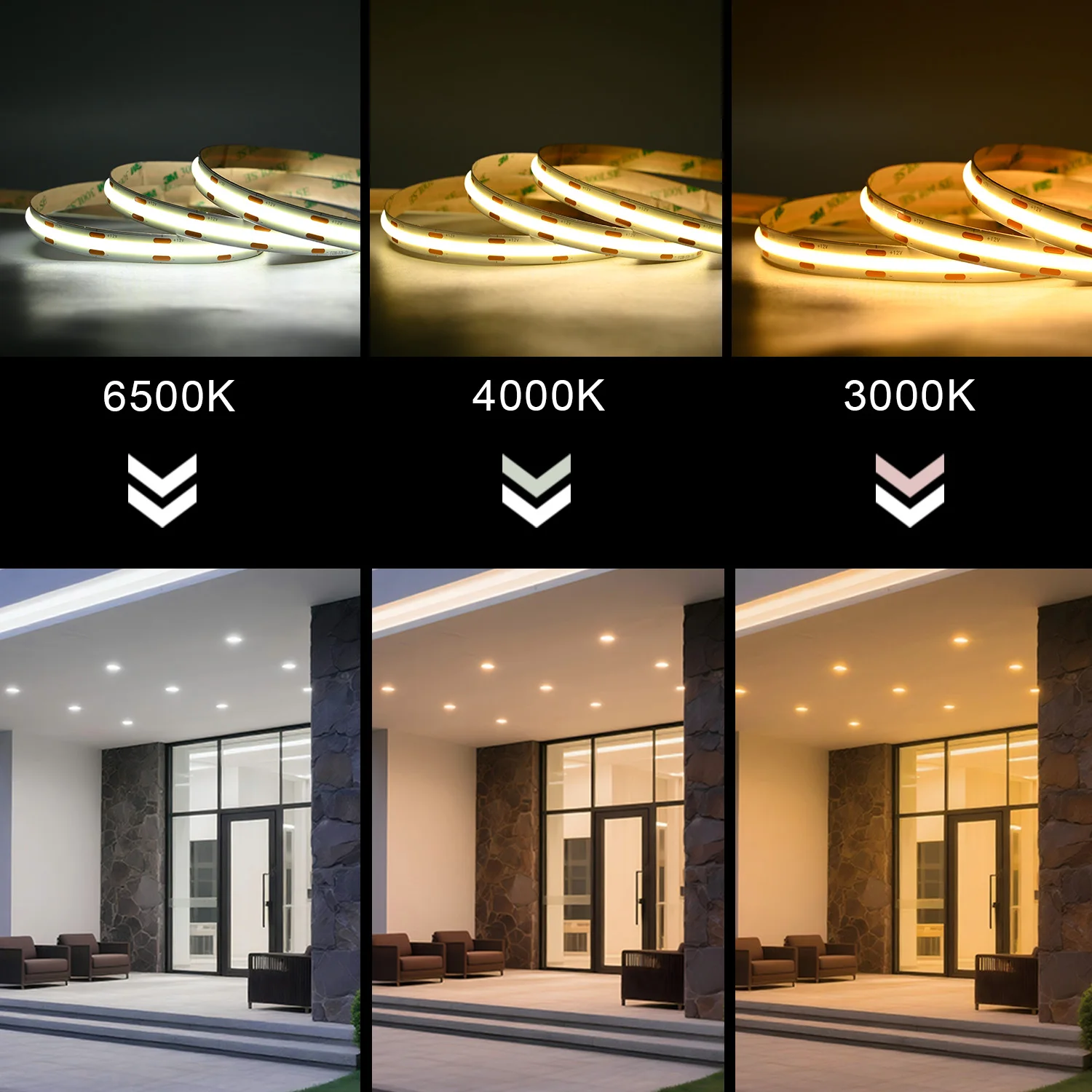 Dimmable COB LED Strip Light 528LEDs/m 16.4ft Flexible RA90 LED Tape 3000K 4000K 6500K Led Lighting 12V 24V For Room Decoration