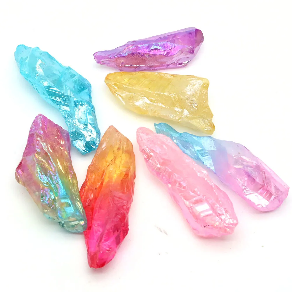 Natural Electroplated Raw Crystals Irregular Point Rough Stones for Crystal Healing Decor Rock Wicca Tumbling Rolling Collection