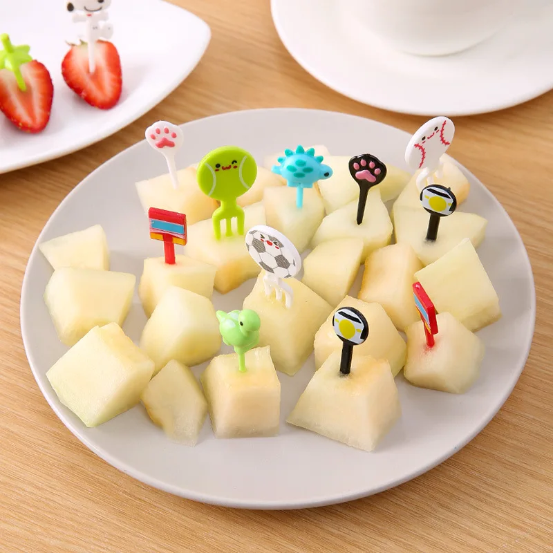 10pcs Transportation Tool Pattern Fruit Fork Environmental Protection Baby Cartoon Animal Mini  Lunch Decoration  Fruit Fork