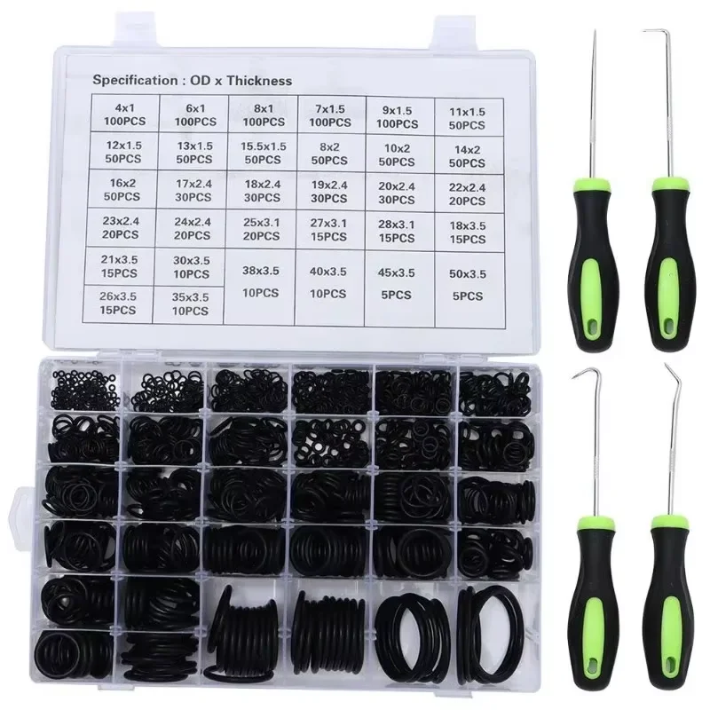 1225PCS Rubber O Ring Oil Resistance O-Ring Washer Gasket Seals Assortment Different Size With Box+4Pcs Green Oil Seal Driver