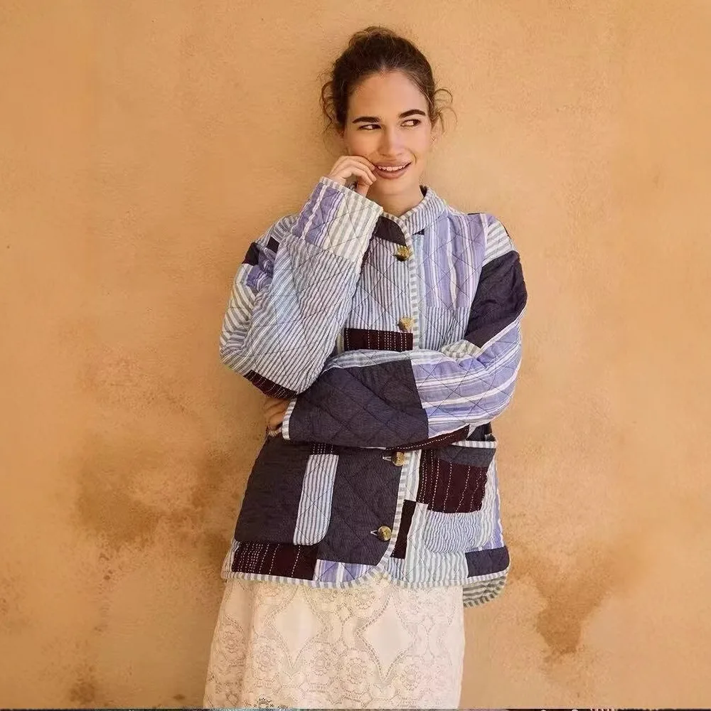 

Быстрая распродажа, модная женская осенняя легкая хлопковая куртка в пригородном стиле с принтом, тонкая хлопковая верхняя одежда