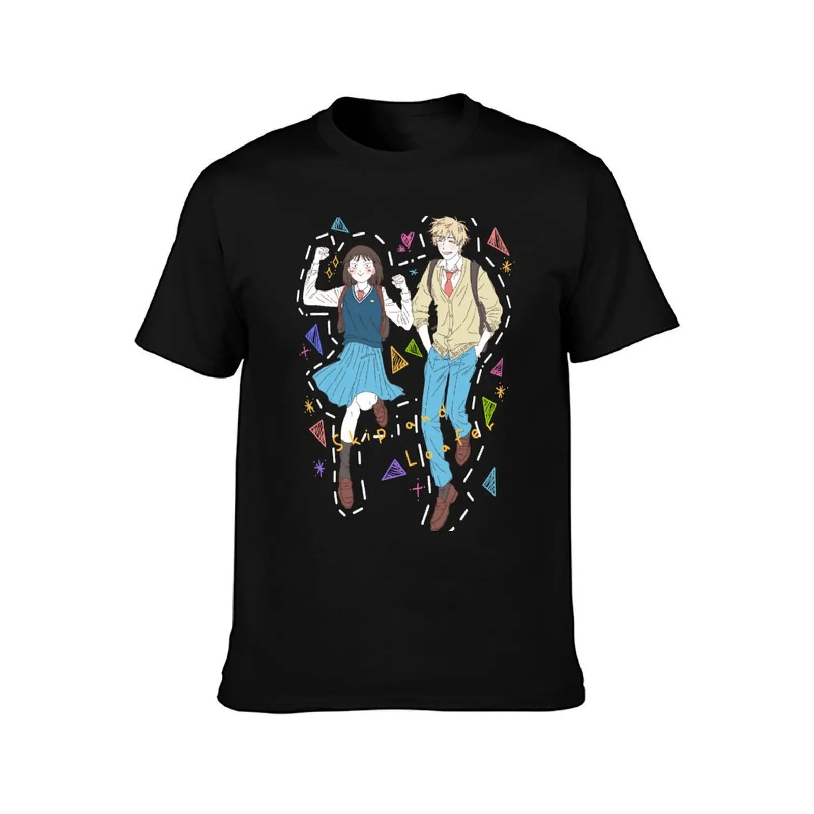 Skip to Loafer T-Shirt, Summer Casual Cotton Tee, Oversized Streetwear Tops, Vintage Graphic Print, Loose Fit Short Sleeve