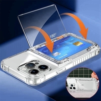 Card Holder Phone case For iPhone 15 14 16 13 12 11 Pro Max Transparent Stand Cover Cases for iPhone15 15pro Max