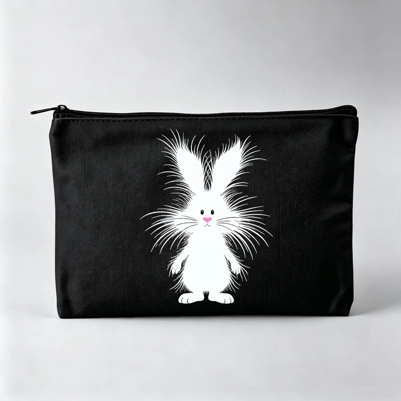 Women's Cute Rabbit Graphic Makeup Bag, Zipper Cosmetic Pouch for Daily Use