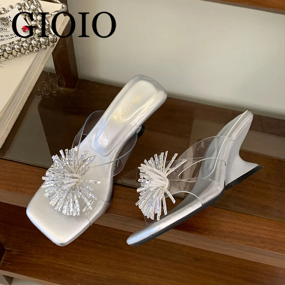 

Fashion Crystal Rhinestone Women Slides Sandals Wedges Shoes Female Slippers New 2026 Summer Outdoor Ladies Sandals Wedges Shoes