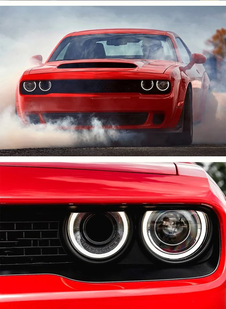

Пара автомобильных фар в сборе для Dodge Hellcat Challenger 2008-20 angel eye ксеноновые DRL дневные ходовые огни указателя поворота