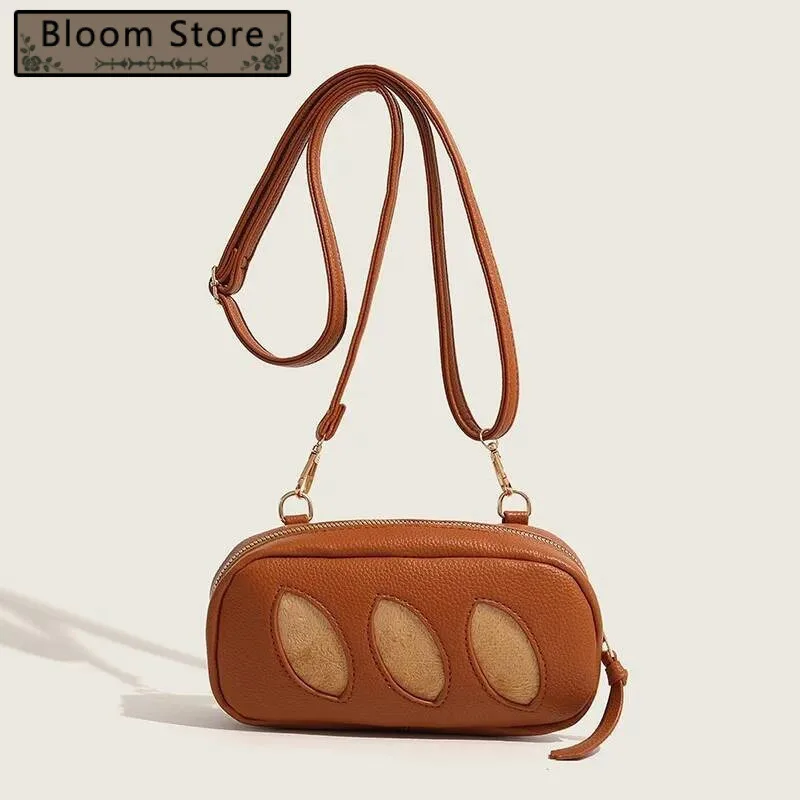 

Bloom Brown Messenger Purse Women High Street Bread Design Casual Crossbody Bags Female Storage Cartoon Phone Bag 2025