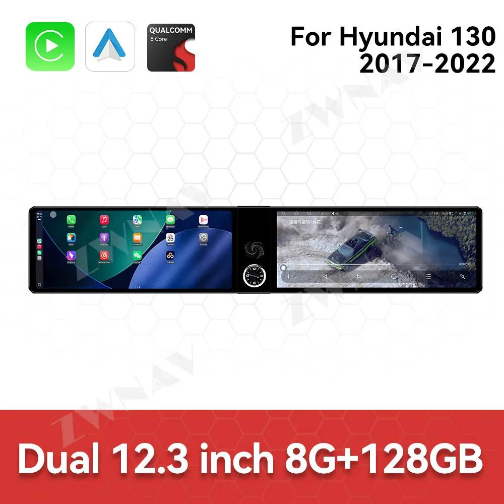Car Radio Dual 12.3“ Screen For Hyundai I30 2017-2022 Upgrade Navigation Wireless GPS  Player Stereo Multimedia Player