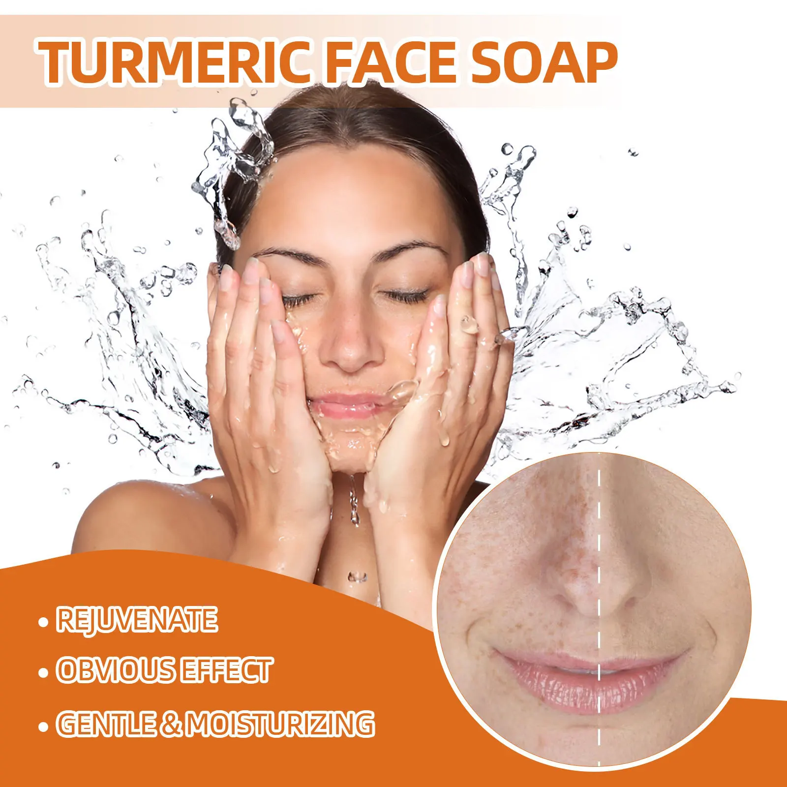 100G West & Month Turmeric Face Soap Facial Repair Gentle Cleaning Fade Spots Smooth Fine Lines Facial Soap Deep Cleaning