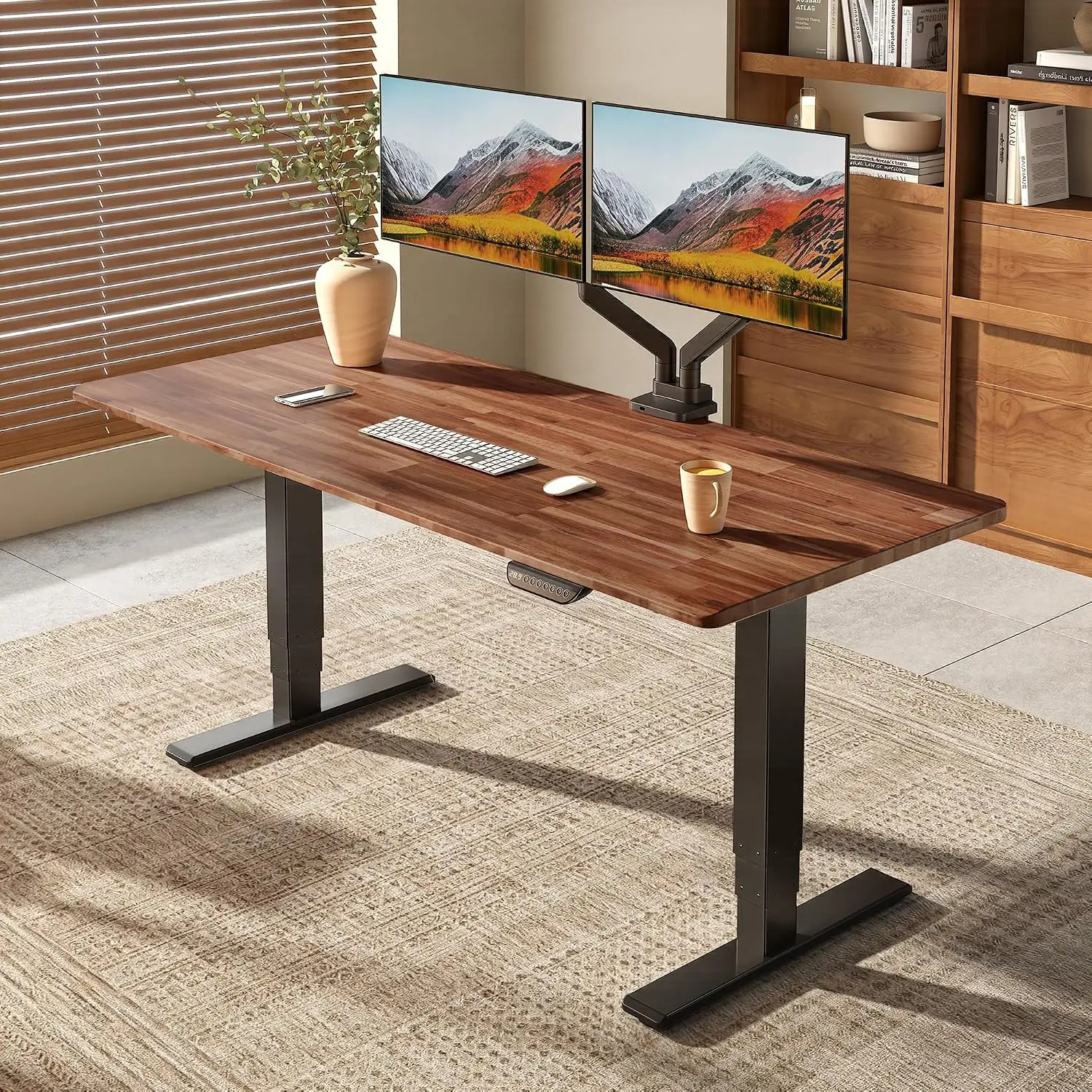 Solid Wood Dual Motor Standing Desk 55x28 Inch, Customized