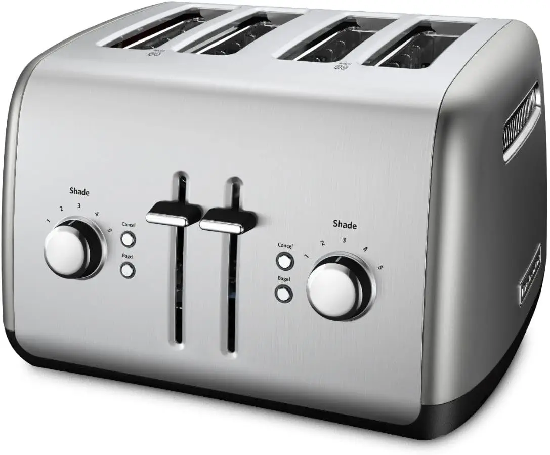 

4-Slice Toaster with Manual High-Lift Lever - KMT4115, Contour Silver,11.4"D x 11.62"W x 7.48"H