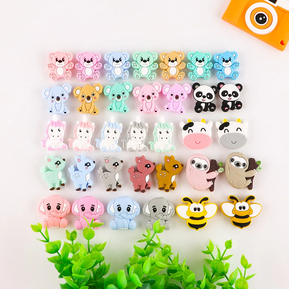 Mini Animals Silicone Beads 5/10Pcs For Jewelry Making Bulk To Make Bracelets DIY Pacifier Chain Jewelry Beads Accessories