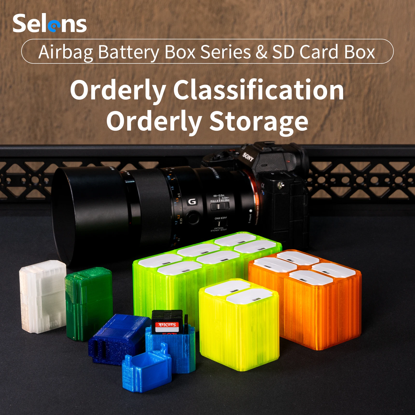Selens TPU Air Bladder Camera SD & CFE-B Cards Case Bag Box Durable Memory Card Protector Storage Box for Sony NP-FZ100