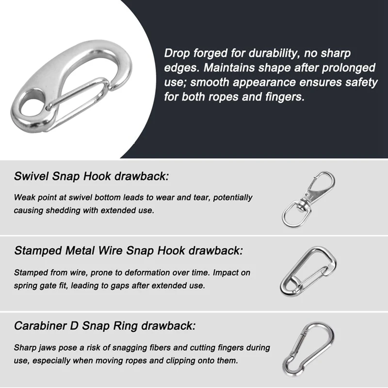 Stainless Steel Marine Grade Rope Connector, Wire Rope Quick Release Buckle, Connecting Buckle, Spring Buckle