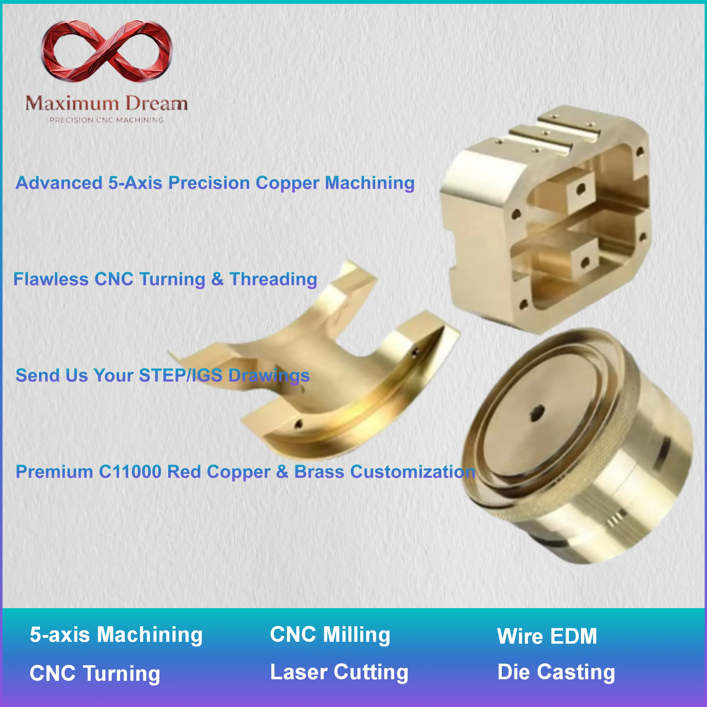 Precision CNC Milling Brass Parts, Bespoke Audio Amplifier Knob & Isolate Feet Spike per STEP File, MOQ 1pc