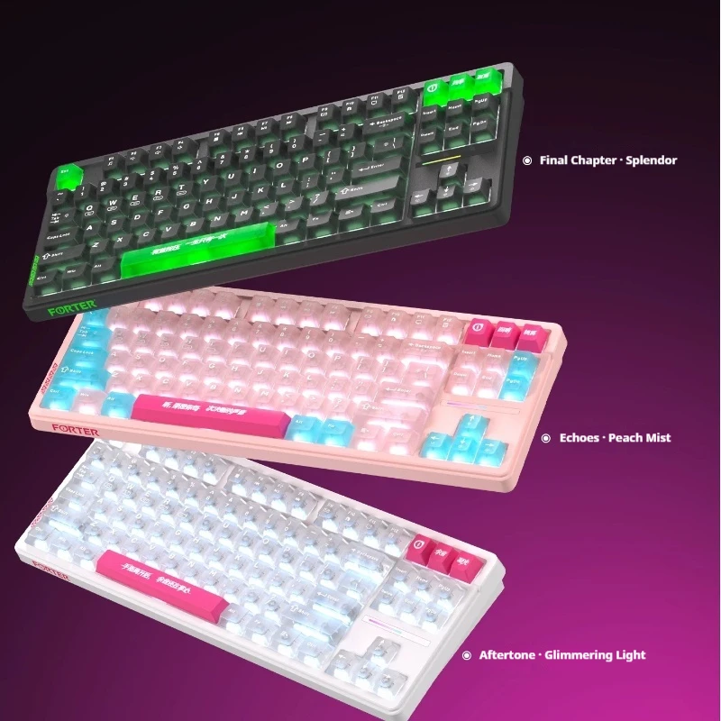 FORTER RE87 Chiyan Trilogy Mechanical Keyboard,Hot Swappable Custom Gaming Keyboard,87 Keys Wired Mechanical Keyboard for FPS
