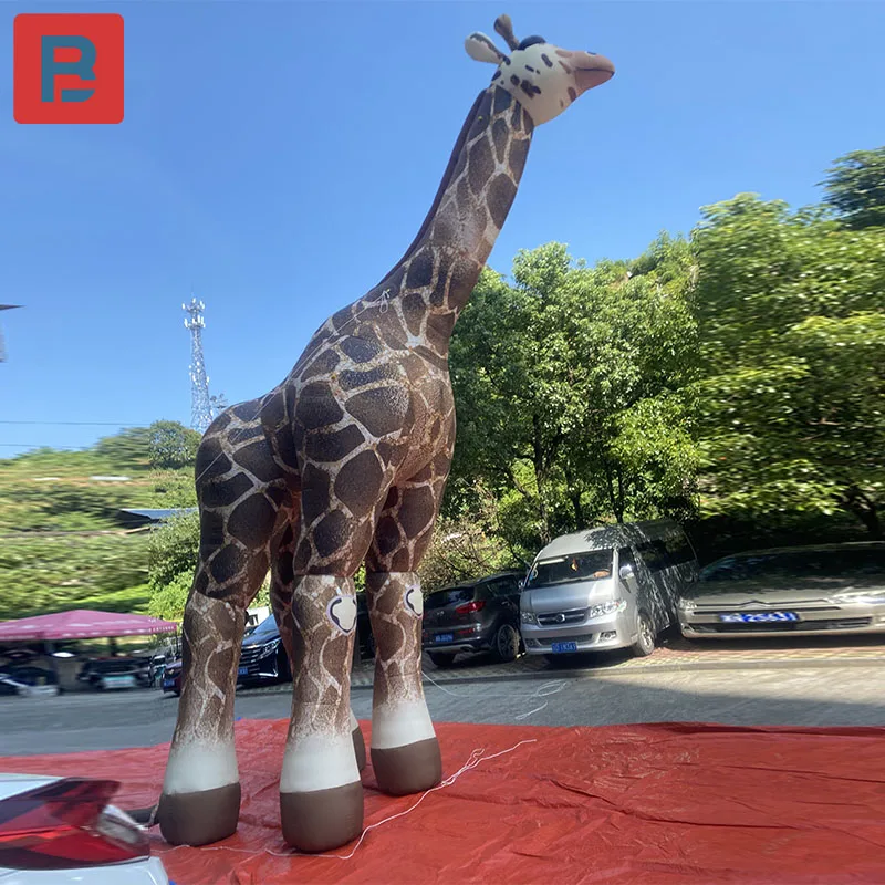 Giant inflatable giraffe model is displayed outside the atrium bar of the African Wild Tropical Zoo Bazaar