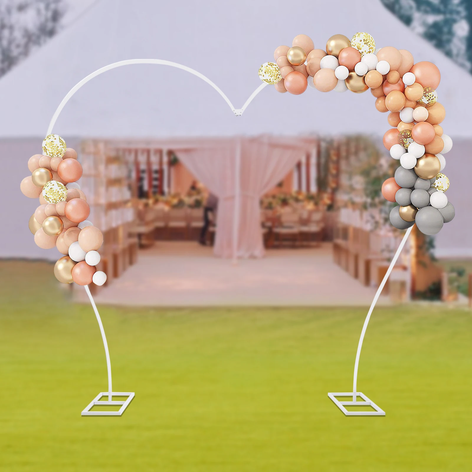 Large Balloon Arch Stand Metal Round Heart Shape Arch Backdrop Stand for Wedding Ceremony Birthday Party Anniversary Decoration