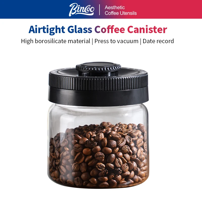 Bincoo Coffee Beans Vacuum Sealed Tank Transparent Glass Food Storage Jars Home Moisture-proof Air Extraction Airtight Container