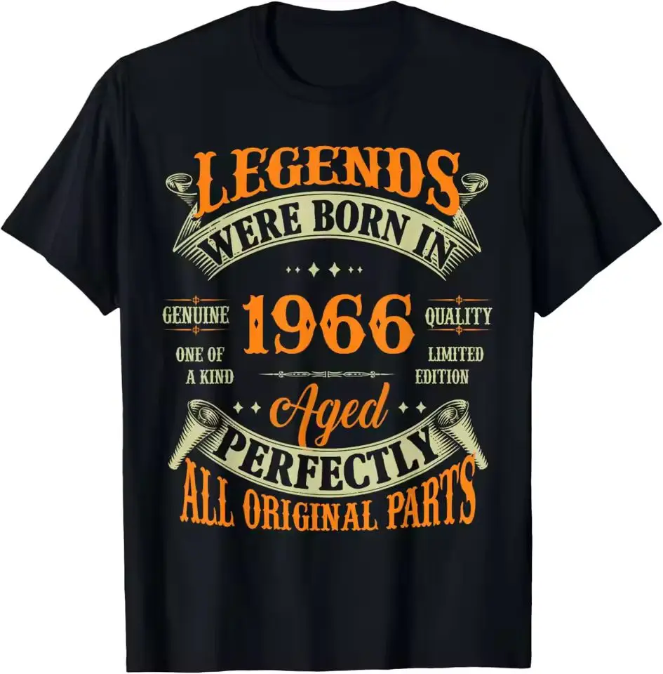 Vintage Legend Born in 1966 59th Birthday Tee 59 Years Old T-Shirt Custom Printed Graphic T Shirts Mens Clothing Ropa Hombre