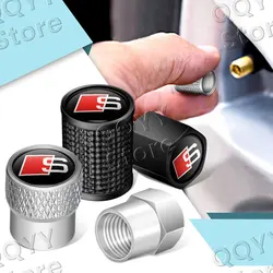 4Pcs Metal Car Wheel Tire Valve Caps Dust Protective Cover For Audi S line Emblem A3 A4 A5 A6 B6 B7 B8 Q7 Q3 Q5L Q2L A6L A4L S4