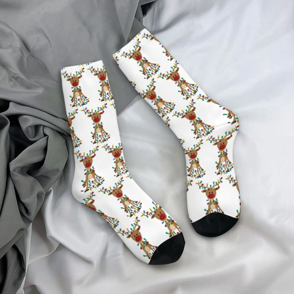 Adorable Reindeer Socks Harajuku High Quality Stockings All Season Long Socks Accessories for Man's Woman's Birthday Present