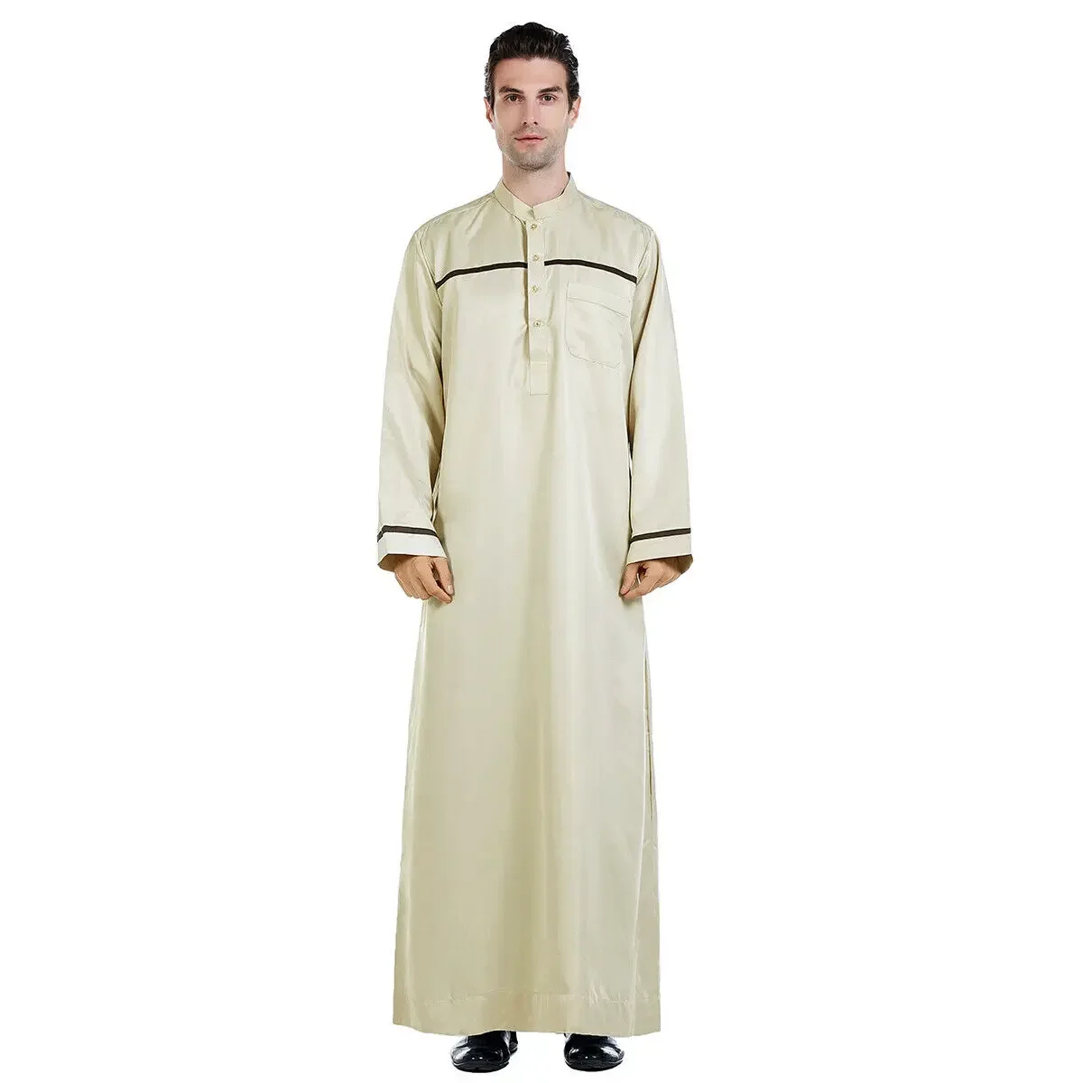 Uomini arabi sauditi Thobe Jubba Abaya Abbigliamento musulmano Dubai Abito islamico Caftano Abbigliamento tradizionale Abito a maniche lunghe Eid Ramadan